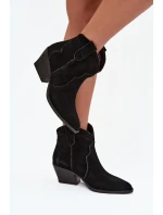 Wsuwane Botki Kowbojki Damskie Z Naturalnego Zamszu Czarne Beretta