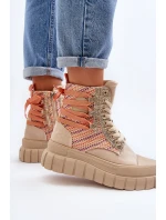 Wysokie Trampki Damskie Na Masywnej Platformie Beżowe Kernia