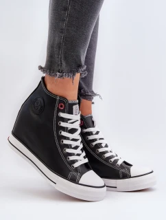 Trampki Damskie Na Koturnie Cross Jeans NN2R4005 Czarne