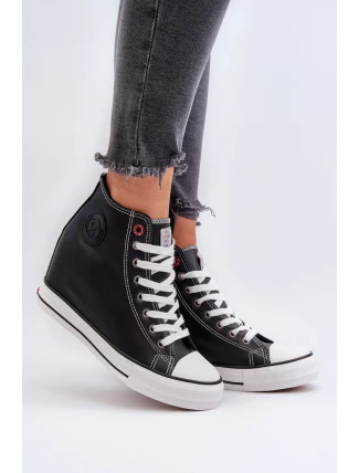 Trampki Damskie Na Koturnie Cross Jeans NN2R4005 Czarne