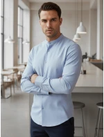 Pánska ležérna košeľa SLIM FIT so stojacím golierom modrá FashionStreet DX2616 Pánska ležérna košeľa SLIM FIT so stojacím golierom modrá FashionStreet DX2616