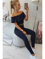 Súprava s volánikovým lemom námornícka modrá