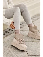 Śniegowce Z Wiązaniem Na Platformie Beżowe Mavora