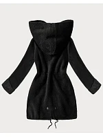 Čierna vlnená bunda z alpaky s kapucňou (W214#)