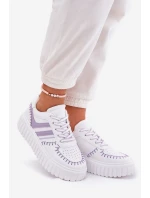 Sneakersy Damskie Na Platformie Fioletowe Ofenale