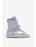 Dámské sandály Eko semiš s horní částí a šněrováním Modré Ferlisse