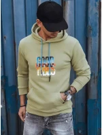 Pánska zateplená mikina s kapucňou olivová FashionStreet BX5379 Pánska zateplená mikina s kapucňou olivová FashionStreet BX5379