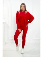 3-dielny set mikina + top + legíny červená