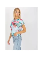 Dámska blúzka WN BZ 4008-3.80 Svetlo modrá s kvetmi - RUE PARIS