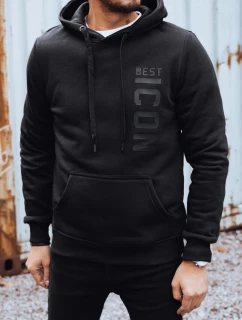 Pánska zateplená mikina s potlačou čierna FashionStreet BX5917