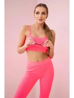 Sada s blúzkou top rebrovaný ružová neónová