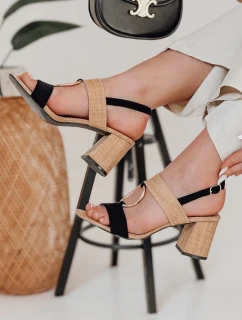 Dámske sandále na podpätku ROMELLA black FashionStreet ZY0752
