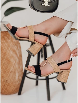 Dámske sandále na podpätku ROMELLA black FashionStreet ZY0752