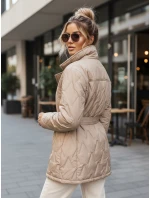 Dámska prechodná bunda s opaskom béžová FashionStreet TY5589
