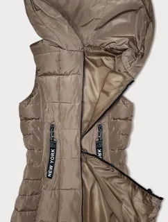 Tmavobéžová dámska vesta s kapucňou S'West (B8225-12)