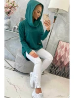 Mikina s kapucňou s dlhým chrbtom zelená