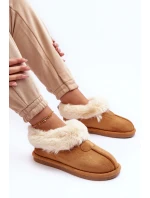 Papcie Damskie Z Futerkiem Brązowe Lanoze