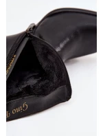 Ocieplane Botki Damskie Z Naturalnej Skóry Na Słupku Czarne Jovelle