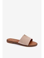 Dámské ploché nazouváky s ozdobným detailem V béžové Nelmira