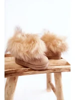 Dětské Kotníkové Boty Sněhule S Kožešinou Béžove Ariana