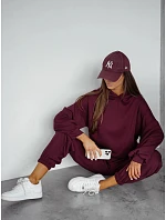 Dámska tepláková súprava s kapucňou v maslovej a bordovej farbe, FashionStreet AY1211