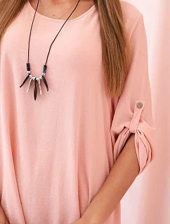 Súprava blúzka + nohavice s príveskom tmavo púdrovo ružová