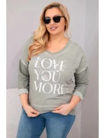 Blúzka nadmernej veľkosti s Love You More khaki