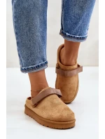 Dámske zateplené papuče s kožušinovou platformou Camel Azida