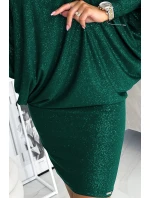 402-2 Netopierie šaty - fľaškovo zelené s brokátom 402-2 Netopierie šaty - fľaškovo zelené s brokátom