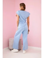 Asymetrická blúzka + nohavice modrá