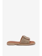 Klapki Damskie Płaskie Z Plecionką I Ozdobą Artiker 56C1337 Beżowe