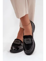 Lakierowane Mokasyny Damskie Z Ozdobną Klamrą S.Barski HY52-546 Czarne