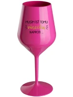 MUSÍM ÍSŤ TOMU VÍNEČKU NAPROTI... - růžový nerozbitný pohár na víno 470 ml