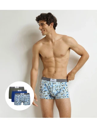 Pánske módne boxerky 3 ks DIM VIBES BOXER 3x - DIM - modré Pánske módne boxerky 3 ks DIM VIBES BOXER 3x - DIM - modré