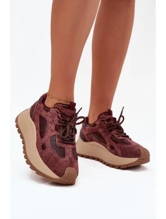 Kožené tenisky na platforme Big Star HI-POLY SYSTEM - bordová