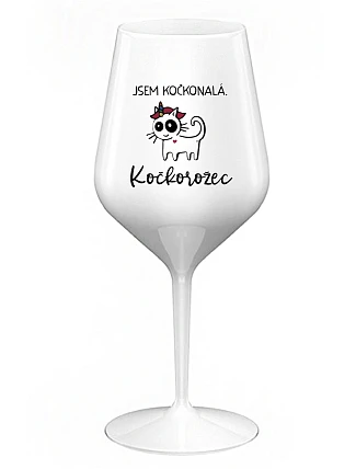 I'M A CAT. CAT - biely nerozbitný pohár na víno 470 ml