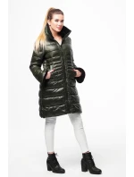 Dlhšia dámska prešívaná zimná bunda khaki (j19-017) Dlhšia dámska prešívaná zimná bunda khaki (j19-017)