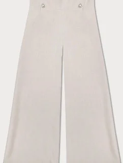 Svetlo béžové elegantné široké dámske nohavice (33575)