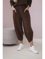Bavlnená mikina nohavice set hnedá