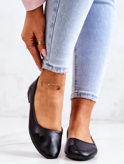 Skórzane Klasyczne Baleriny Czarne Stacee