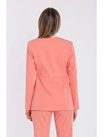 S432 Elegantné sako s ozdobnou mašľou - lososovo ružové