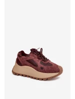 Kožené tenisky na platforme Big Star HI-POLY SYSTEM - bordová