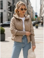 Dámska prechodná prešívaná bunda s kapucňou FashionStreet camel TY5561