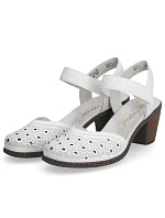 Pohodlné kožené sandále Rieker W RKR650 white Pohodlné kožené sandále Rieker W RKR650 white