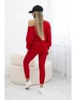 3-dielny set mikina + top + legíny červená