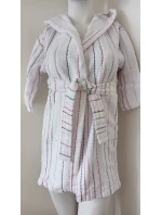 VÝPREDAJ - Dievčenský župan s kapucňou 9114 0100 biely s prúžkom - Vestis