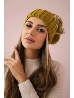 Milano fleecová čiapka K203 ecru melange+kiwi
