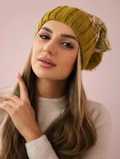 Milano fleecová čiapka K203 ecru melange+kiwi