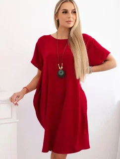 Šaty s vreckami a príveskom Burgundsko