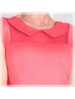 Dámske spoločenské šaty s golierom a šifónovým živôtikom koralové - Korálová / S - Numoco Dámske spoločenské šaty s golierom a šifónovým živôtikom koralové - Korálová / S - Numoco